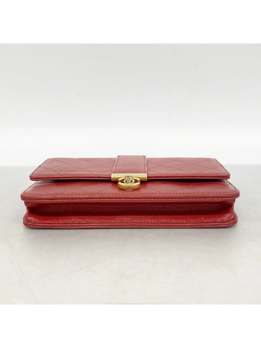 Chanel Wallet on Chain Quilted Leather Red Gold Shoulder Bag